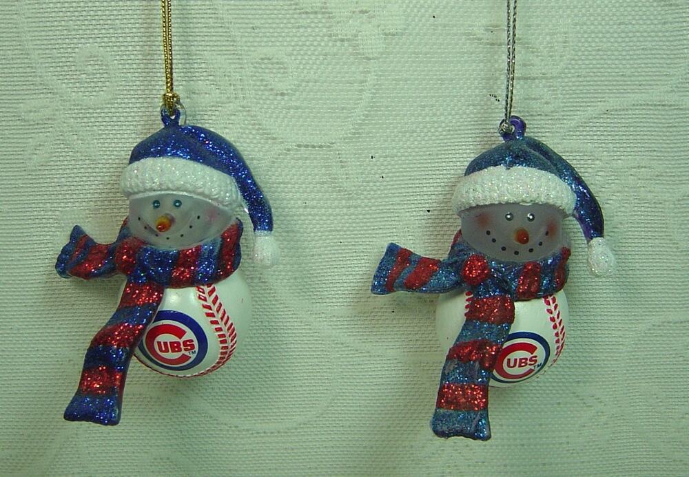 2 CHICAGO CUBS SNOWMAN ORNAMENTS--2006 & 2007